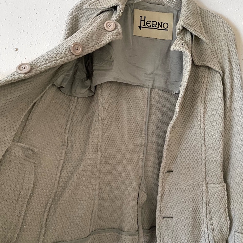 Herno Collared Knit Textured Button Jacket - image 6